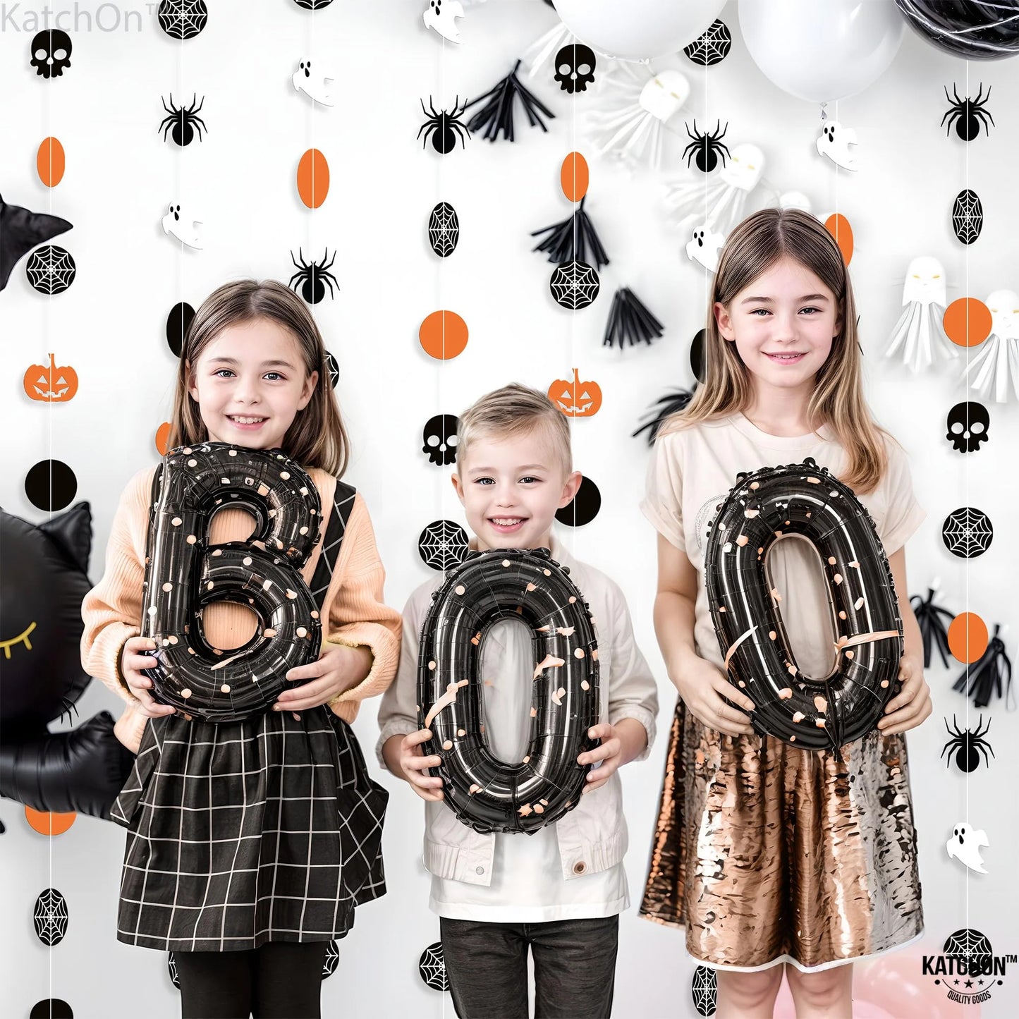, Orange and Black Halloween Garland - 6.5 Feet, 8 String | Halloween Pumpkin Garland, Halloween Decorations | Skull Garland Halloween | Halloween Hanging Garland, Halloween Party Decorations