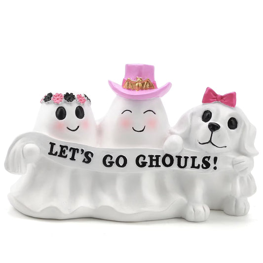 Halloween Ghost Dog Decor for Halloween Decoration Indoor , Pink Halloween Decor, Halloween Dog Decor for Halloween Table Decorations