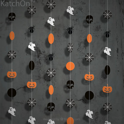 , Orange and Black Halloween Garland - 6.5 Feet, 8 String | Halloween Pumpkin Garland, Halloween Decorations | Skull Garland Halloween | Halloween Hanging Garland, Halloween Party Decorations