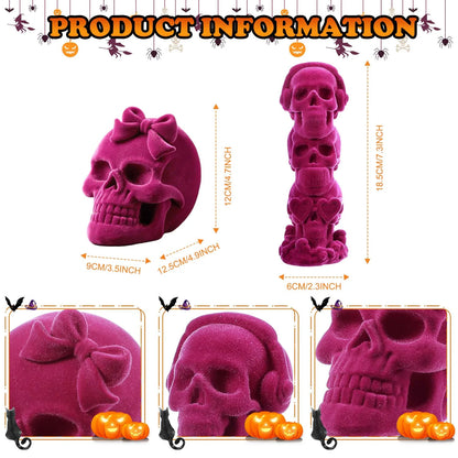 Halloween Decoration Indoor, Pink Halloween Decor, Halloween Skulls for Gothic Decor, Halloween Prop , 2Pcs